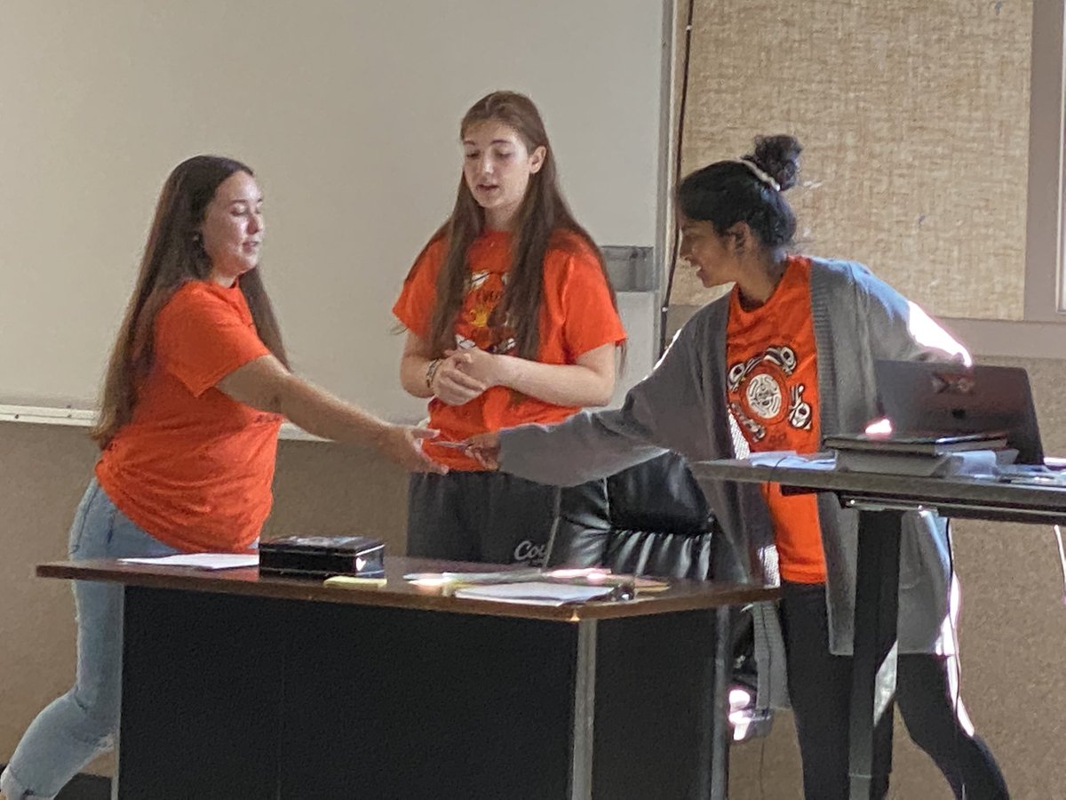 CLekakis's tweet photo. Great dialogue, questions, and empathy in our Orange Shirt assemblies today @PHSecondary School. Thank you to Ms Prasad, Sharlene and Leilani for facilitating these important conversations.#SD46 https://t.co/dmFRNrc95H