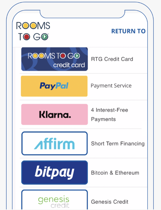 Credit Options at Rooms To Go