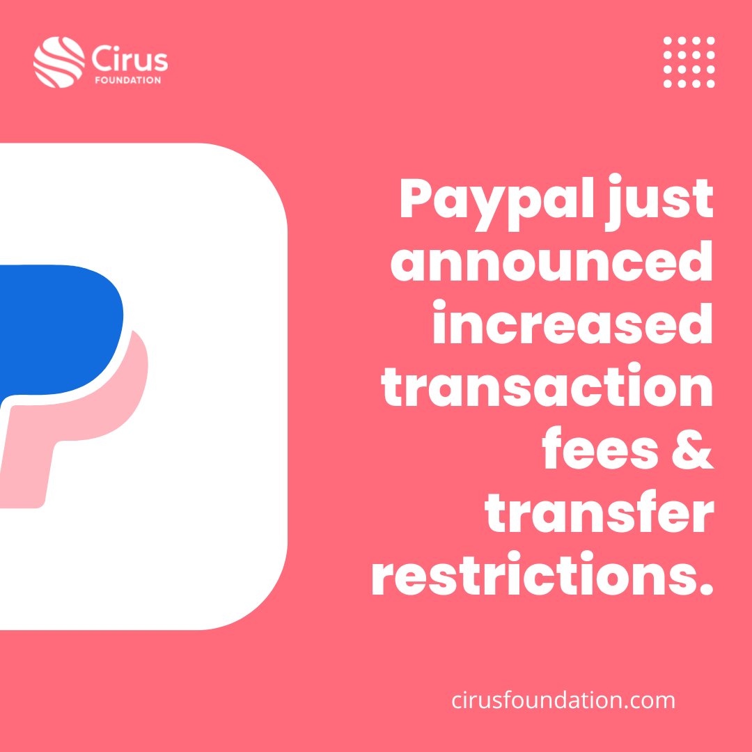 CirusFoundation's tweet photo. 😦 Ouch! @PayPal is leaving a dent on nearly half a billion users.
🤝 Unlike PayPal, #Web3 enables everyone to participate in borderless transactions however they want, whenever they want.
#EnterWeb3 $CIRUS https://t.co/JqdJhPepQu