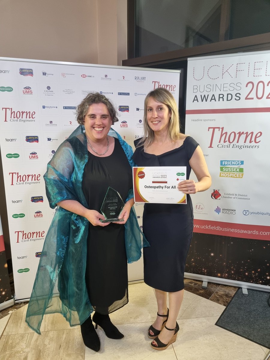 A huge congratulations to all the team at <a href="/OsteopathForAll/">Pippa Cossens</a> for winning the Health, Leisure and Wellbeing Award, kindly sponsored by <a href="/Specsavers/">Specsavers</a> 

It is truly deserved 👏 #UBA2022
