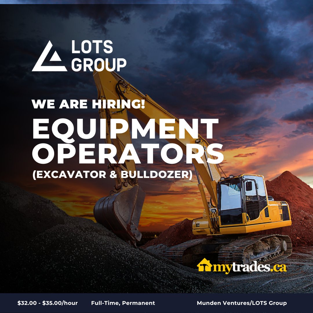 Munden Ventures/LOTS Group are #hiring Equipment Operators (#excavator &amp; #bulldozer) . To find out more, go to bit.ly/3rivCE9 #hiringnow #heavyequipment #heavymachinery #heavyequipmentlife #earthmoving #komatsu #caterpillar #heavyequipmentoperator #cat #forestry