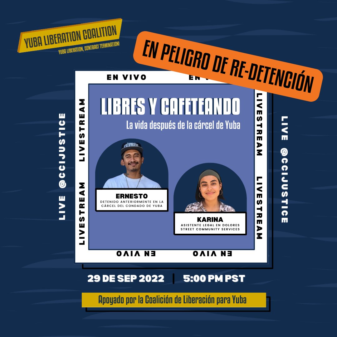 📆☕️ Join us TODAY (09/29) at 5:00p  on <a href="/CCIJustice/">California Collaborative for Immigrant Justice</a>'s Instagram Live Feed where we will be having a cafeteo with Ernesto about his case and possible re-detention 

We appreciate all who support and fight to #KeepErnestoFree