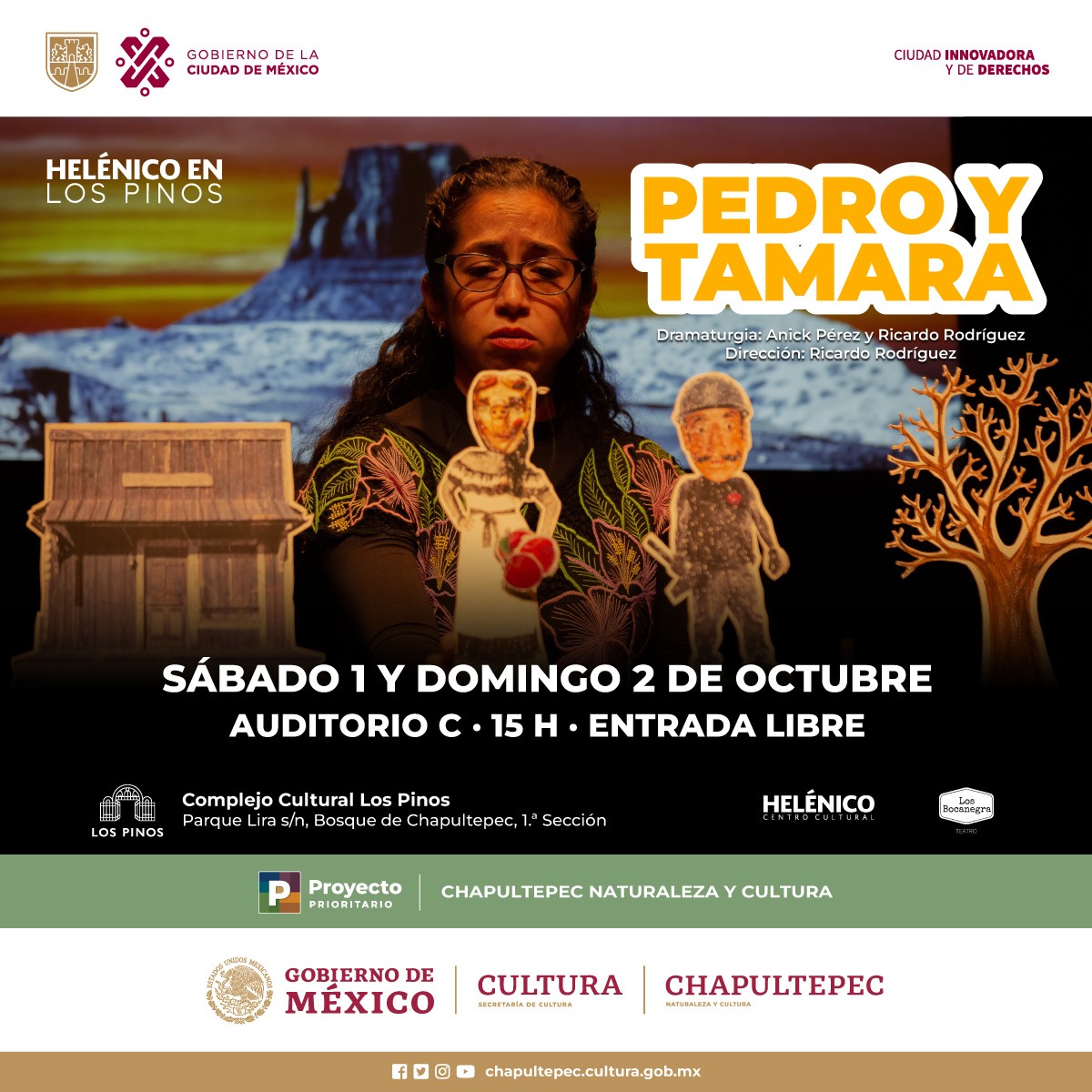 #PedroYTamara.

Es una propuesta para abrazar el alma y acariciar el corazón. Unaobra para toda la familia. 

📅Sab. 1 • Dom 2 de octubre, 15 h
Auditorio C| <a href="/Helenico/">Centro Cultural Helénico</a>|#ExperienciaHelénico