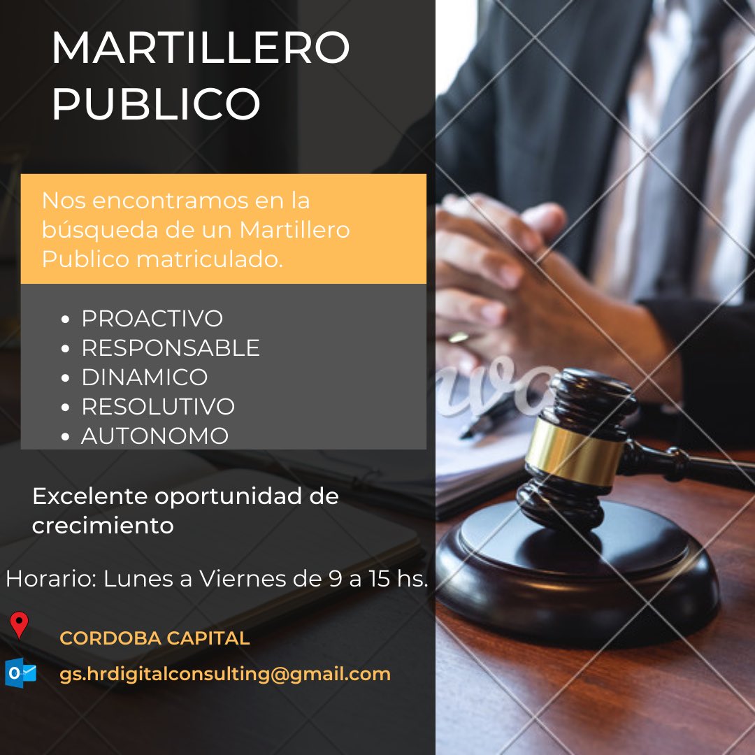 licsabbading's tweet photo. CASNEM busca Martillero Público. Esperamos tu postulación ⏰ https://t.co/WxgLRxXFIw