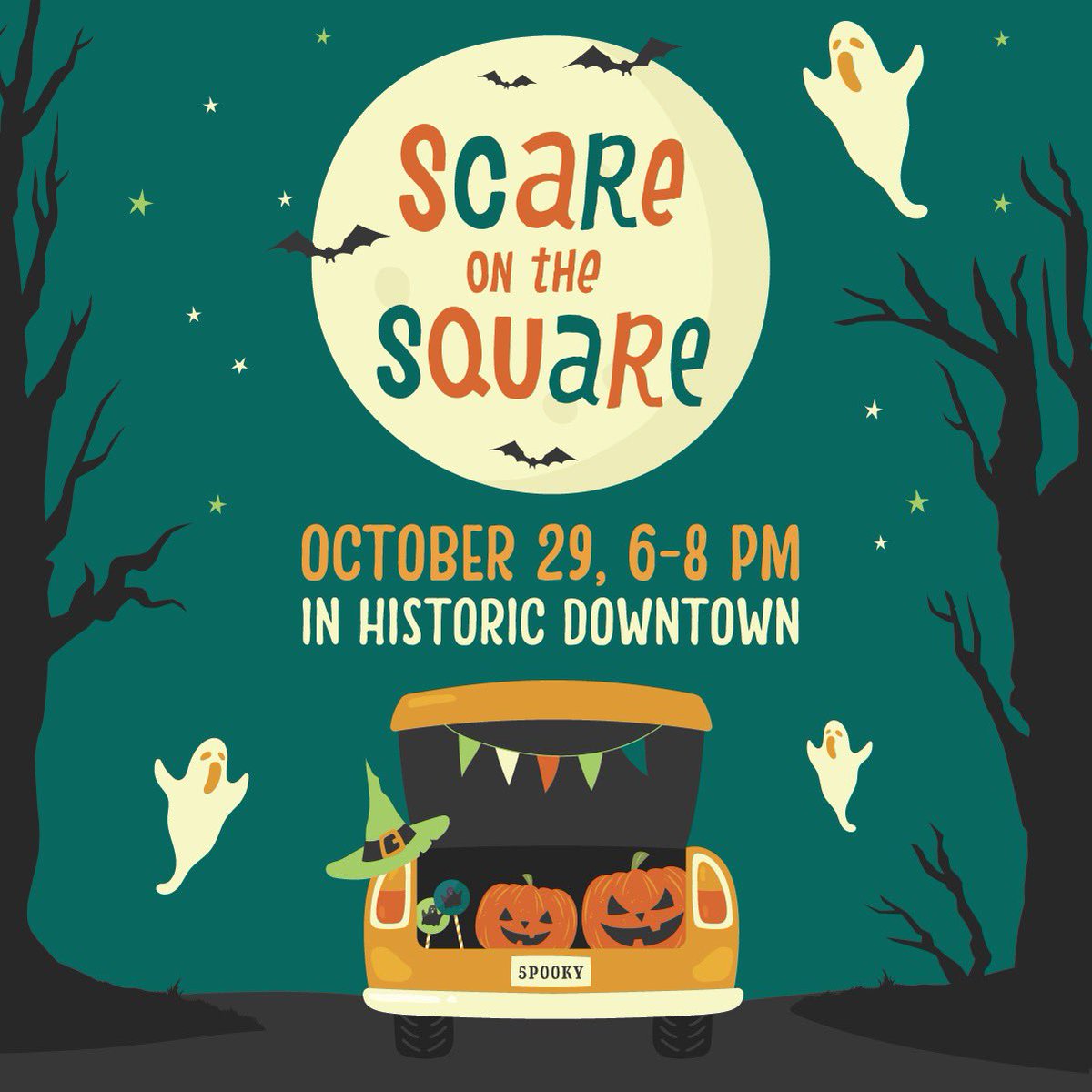 1 MONTH until Scare on the Square! Make plans to be there Saturday, 10/29 6-8 pm in Historic Downtown! It will be a spoooky good time 🎃🍬👻🍭🕸️ Get the deets at cedarhilltx.com/scare