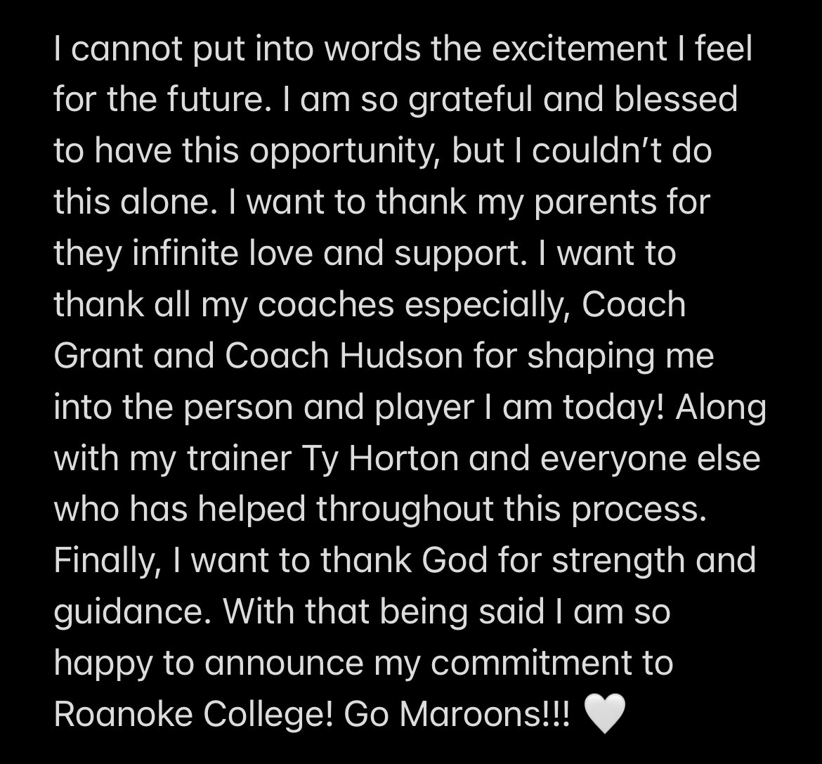 Parkerrrrr42's tweet photo. 110% Committed!!! I am so blessed to announce I will be continuing my basketball journey at Roanoke College!!  #GoNoke https://t.co/ELct6iMR0q