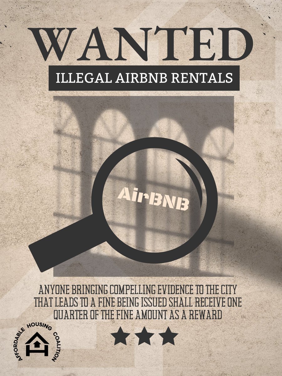 AHCVancouver's tweet photo. We need to ensure that cheats are caught. AHC proposes a 'crimestoppers' type approach to Airbnb and vacancy tax enforcement. Help us find and fine violators - and get a reward. https://t.co/B2Bb2k0bOu