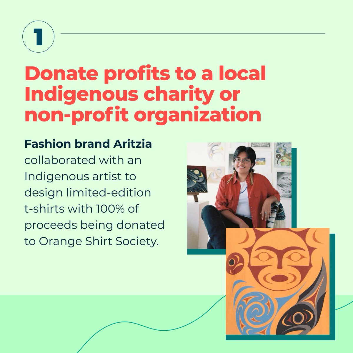 hootsuite's tweet photo. You can donate profits to a local charity or non-profit organization.
@ARITZIA did this exact thing when they collaborated with an Indigenous artist to design limited edition t-shirts with 100% of the proceeds being donated to @OrangeShirtSoc. #RememberHonourAct https://t.co/xeOETcA4xJ