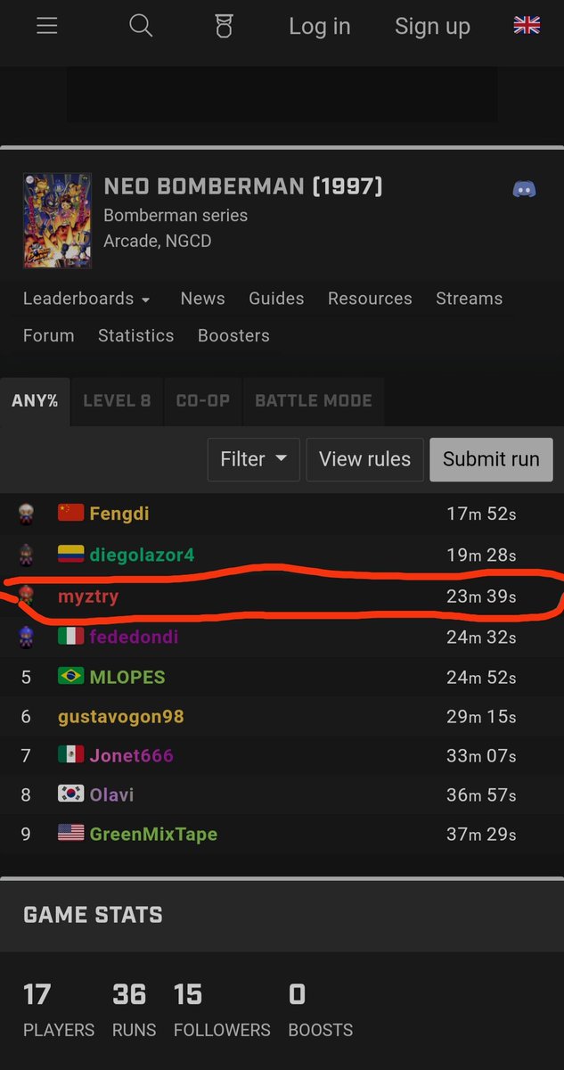Se logró bandita ya es oficial  top 3 en tiempos en Neo Bomberman  #speedrun