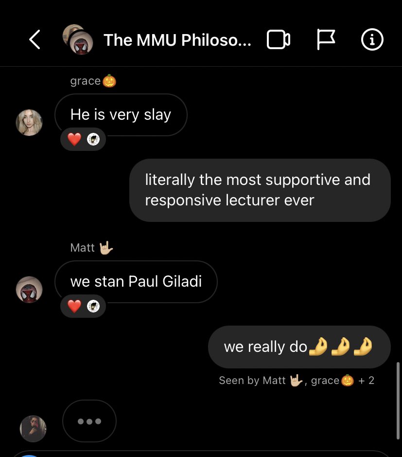 ManMetPhilSoc's tweet photo. the phil soc 22/23 is in full support of @DrPaulGiladi  

we can’t wait for another year in the philosophy department ✨✨✨ https://t.co/cIxYphJQkG