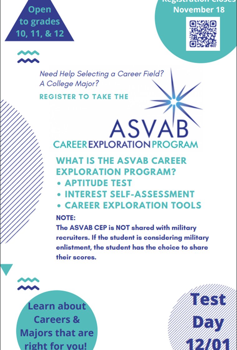 Tomorrow is the last day to sign-up for the ASVAB!!