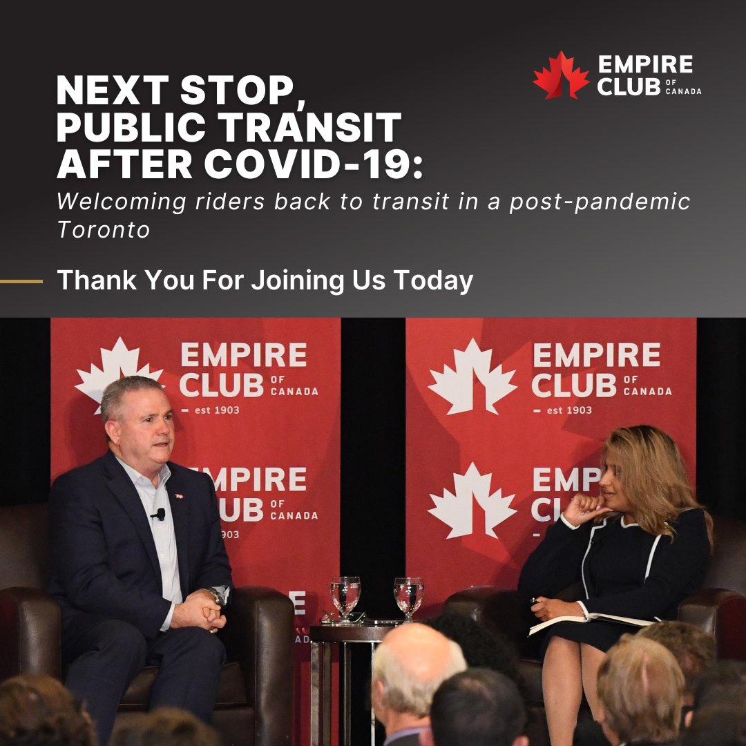 Empire_Club's tweet photo. Thank you to our sponsors for generously supporting the conversation with #TTC CEO, Richard J. Leary and CTV News Anchor @AnitaSharma.
Lead Event Sponsor: @HydroOne
VIP Reception Sponsor: City View Specialty Vehicles
Supporting Sponsors: @mtb_transit and @Nieuport
#RideTheTTC https://t.co/THoMAsFwyr