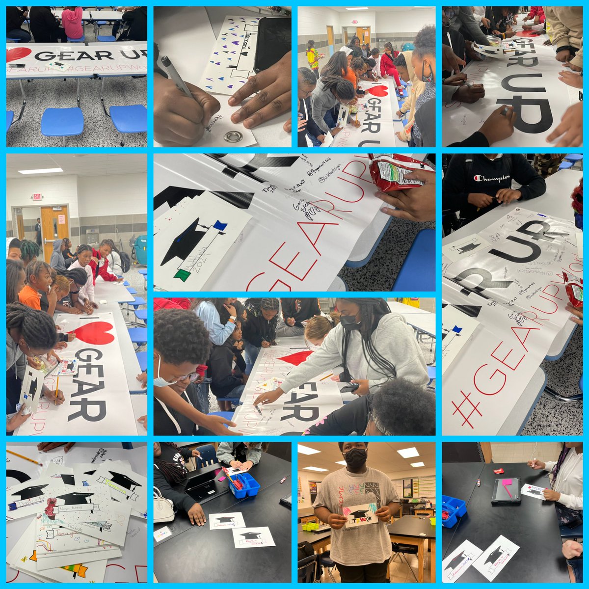 National GEAR UP Week. The Class of 2027 (8th grade) <a href="/CAltonLindsay/">Lindsay Middle School</a> has made the pledge to graduate on time. #lionpride @gearupva This was the scene during lunch today. They wanted us to know their real and spam IG pages. 🤦🏽‍♂️ I love my kids.