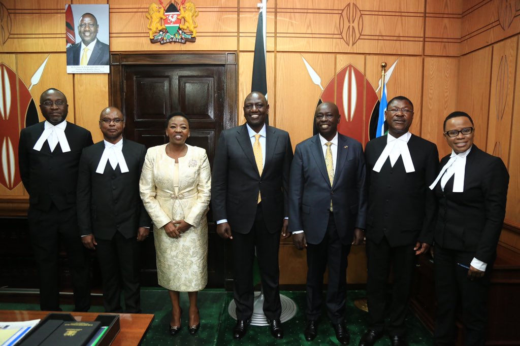 HonWetangula's tweet photo. After his inaugural address to the Joint Sitting of the 13th Parliament, I had the pleasure of hosting H.E. the President @WilliamsRuto and the Deputy President @rigathi in my office. https://t.co/ZtlFXA82Fq