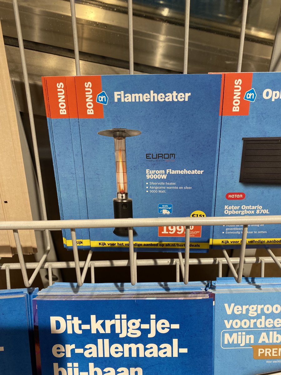 Beste ⁦<a href="/albertheijn/">Albert Heijn</a>⁩. Midden in een energiecrisis en een oorlog in Oekraïne, waardoor iedereen wordt gevraagd (of gedwongen door de prijs) om zuinig te doen met gas, een flameheater in de bonus doen. 

Vinden jullie dat nou zelf ook niet een beetje toondoof?