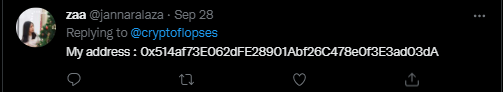 cryptoflopses's tweet photo. The Winner  was chosen from last giveaway post and was sent to them the NFT ! 
https://t.co/5BolfA4e89
 
i will do another giveaway !! drop your address to get the gift !! 

Make sure to :
-Follow me
-Like post
-Retweet post 

#CryptoFlopses #NFT #Giveaway https://t.co/Cs8QPTzErN