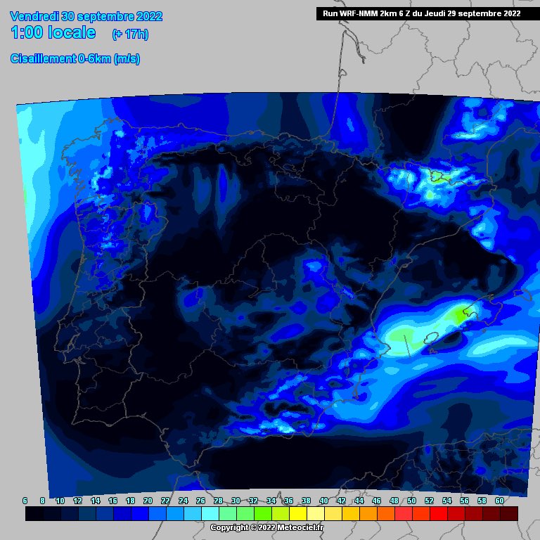 La vaguada ya está en camino al #mediterráneo. Durante la noche y madrugada se solapan valores altos de Mucape (>1000 j/kg) y cizalladura profunda (>30 m/s). ⚠️Tormentas organizadas y probablemente severas en el entorno de #Baleares, será una noche movida donde toquen tierra!