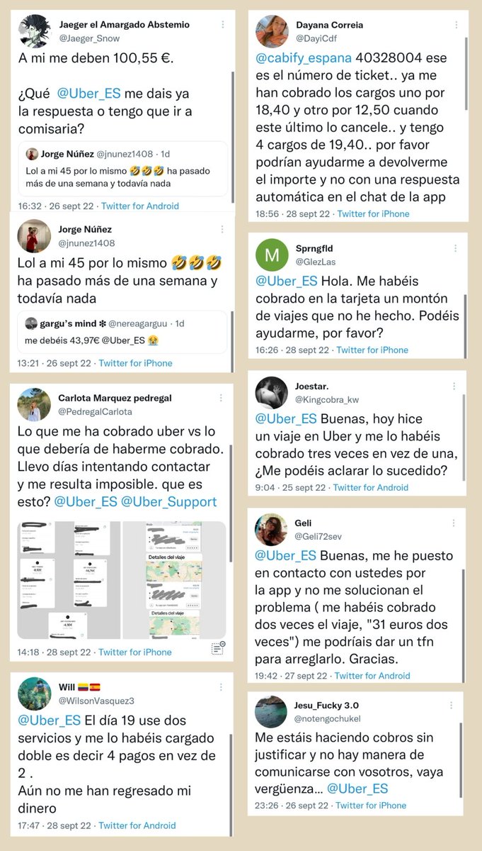 1.336 OTRO DE CARGOS #ATUTIPLÉN <a href="/consumogob/">Secretaría General de Consumo y Juego</a> <a href="/fiscal_es/">Fiscalía General</a> <a href="/DefensorPuebloE/">Defensor del Pueblo</a> @facua <a href="/consumorg/">Consumidores Org</a> <a href="/CECUconsumo/">CECU</a> <a href="/ADICAE/">ADICAE</a> <a href="/consumidores/">OCU</a> <a href="/eccspain/">Centro Europeo del Consumidor en España</a> 

CONTINUAMENTE #QuejasVTC sobre cobros INDEBIDOS, MÚLTIPLES...

Y CONTINUAMENTE FALLA la comunicación.

#EstafaCabifyUber #Cabify #Uber #Bolt
