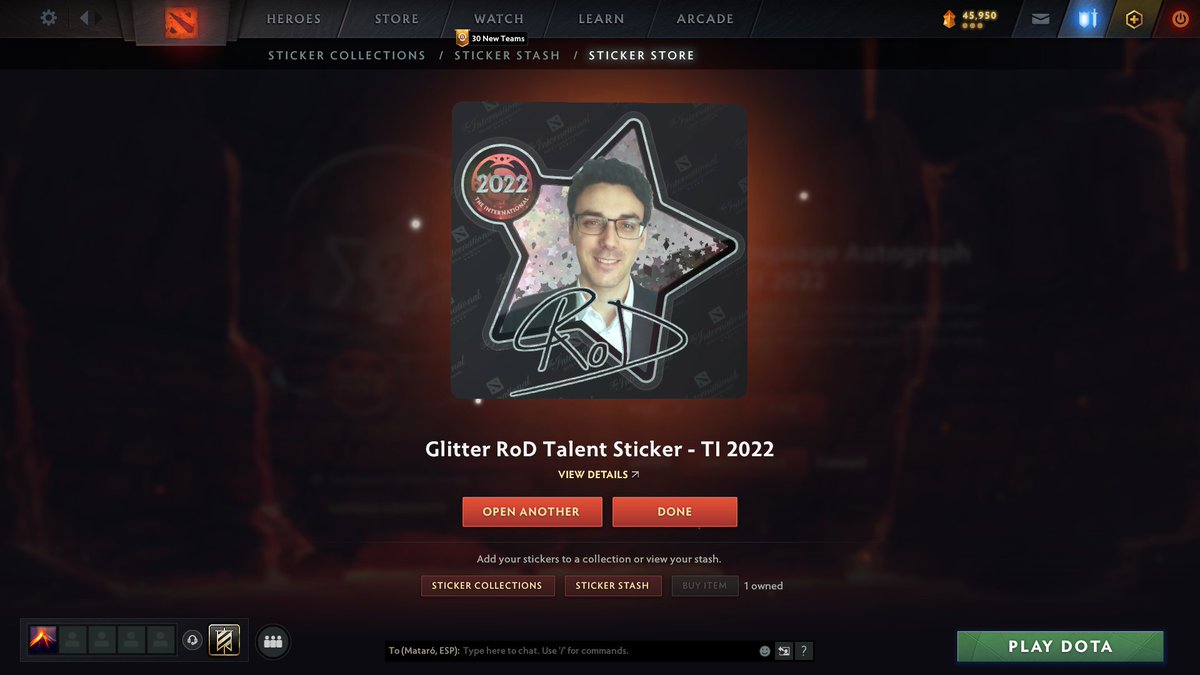 RoDrunordie's tweet photo. Por fin puedo anunciar que formaré parte del TI 11 en el talento español. Es un honor y un placer formar parte de la mayor fiesta del Dota!

Y para celebrarlo estamos dentro del juego en stickers con voiceline y firma! 

PD: Acaba de salirme el mío a la primera😂😂 https://t.co/qwndRgusfC