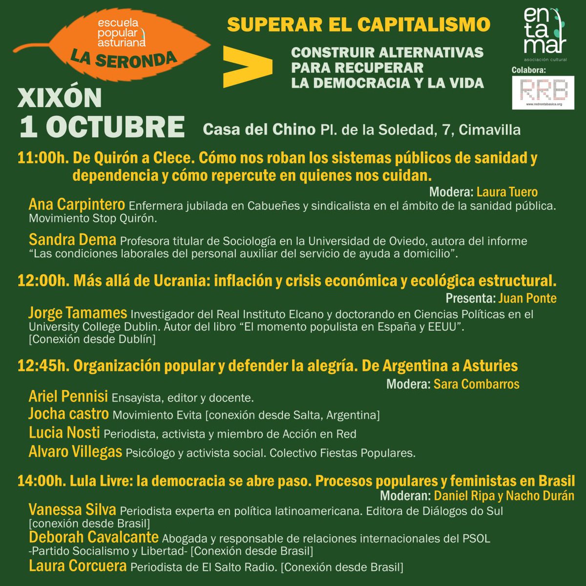Roson_R's tweet photo. El día acaba con un taller de caipirinhas y fiesta brasilera en el Manglar. El sábado continúan las jornadas en Xixón. Fin de semana de encuentro, debate, reflexión y folixa. #Entamar #Brasil #ForaBolsonaro #ForaCanteli https://t.co/RSDkInfKDO