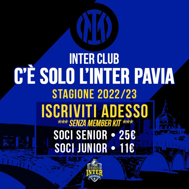 interclubpavia's tweet photo. 📢 E' aperta la campagna tesseramento #InterClub per la nuova stagione 22/23!
***Member Kit esauriti!***Rimangono gli altri vantaggi.
Diventa socio, compila il modulo:
https://t.co/d8jCDsrMrN
#Inter #ForzaInter #icpv
Per info scrivi via WhatsApp a: 03821727541
⚫🔵 https://t.co/krcsxhcc6O