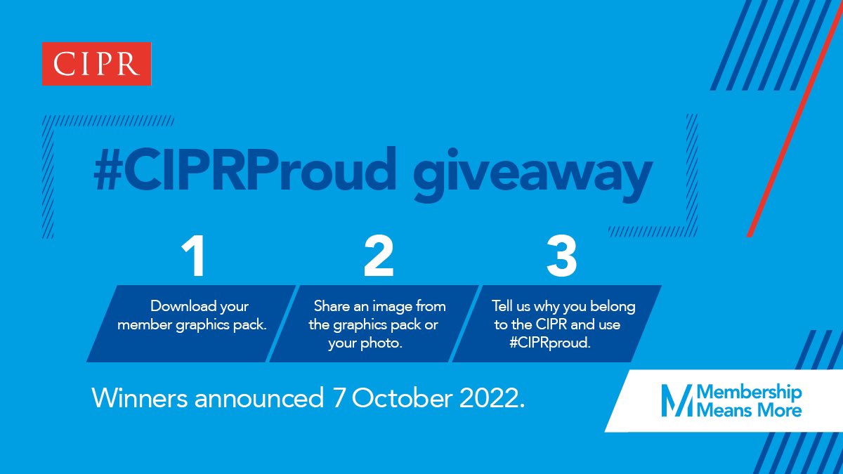 CIPR_Cymru's tweet photo. 🌟This Membership Week, you could win your next year of membership — on us 🌟

All you need to do is tell us why membership is important to you, using #CIPRproud. Don’t forget to download a graphic from the link below (or take a photo) to post with ⬇️

https://t.co/IFFqhhKmtD https://t.co/BWj9sWcj5d
