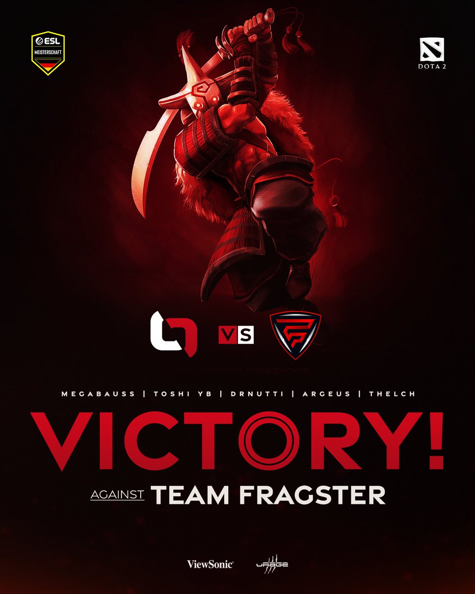 Big points in the fight for Playoffs! 🙌🔥

With that 2-0 win we bring us in a very good position for the last matchday next week. Good games <a href="/FragsterD/">Fragster</a> 🤝

Great job today boys <a href="/DrNutti/">DrNutti</a> <a href="/ArgeusDota/">Argeus</a> <a href="/Megabausss/">Megabauss</a> @Toshi_YB <a href="/thelchd2/">thelch</a> 👊

#LETSGODIV | #ESLMeisterschaft