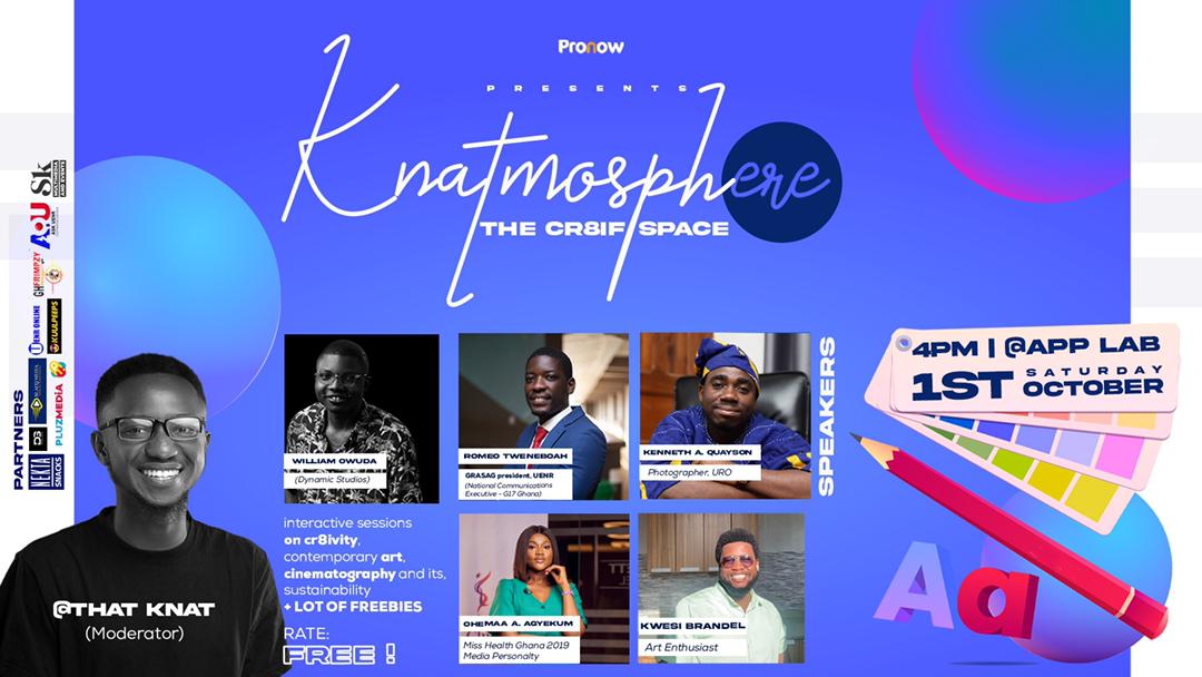 #knatmosphere …. The cr8if space 

_______________

This Saturday at the APP lab, uenr campus, Sunyani 
________________

Don’t slack it’s going to be super massive encounter with the creatives….

#knatmosphere #thatknat #thecr8ifspace #thecreativespace #designshows