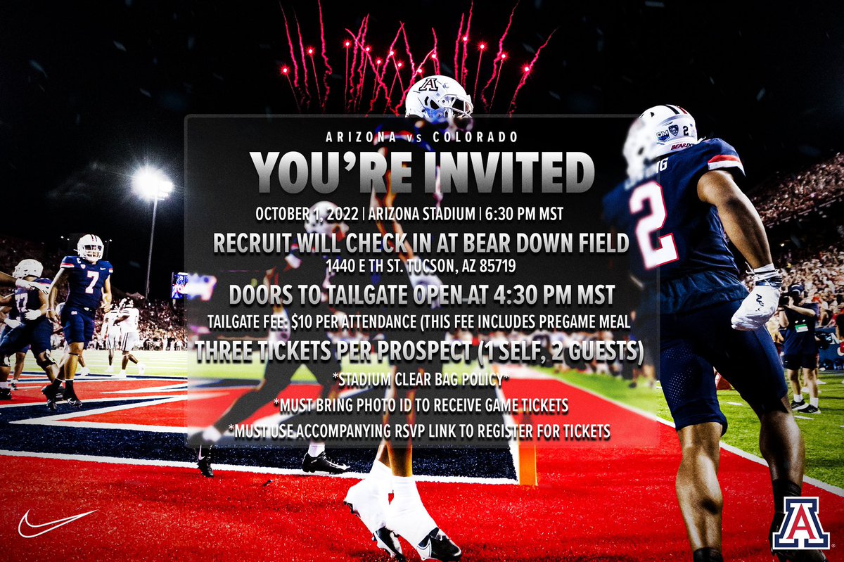 JoshLopez_Q44's tweet photo. Thank you @coachBSanders18 for the invite to the @ArizonaFBall game vs @CUBuffsFootball Really looking forward to it! #BearDown #UofAFootball @Coach_KC84 @AZATHLETICS @AllSportsTucson  @AZSPORTSNETWORK @SOAZFootball @AZPreps365 @PrepRedzoneAZ @gridironarizona https://t.co/3w5YitVUDb