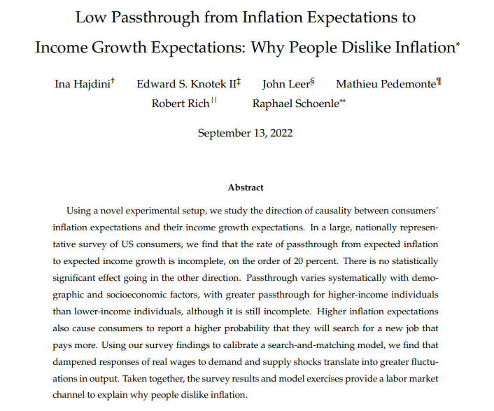 ClevFedResearch's tweet photo. Being discussed now by @InaHajdini at the #InflationConference: Low Passthrough from #InflationExpectations to Income Growth Expectations: Why People Dislike #Inflation
Tune in: https://t.co/uD28le9RHc https://t.co/4LJRAt2Ufr