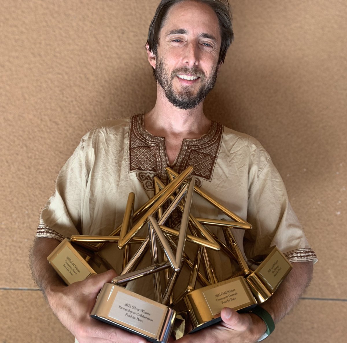 natehaken's tweet photo. Pretty excited about winning all these @anthemawards trophies for this video @fundforpeace made with @PINDFoundation.  Just received them in the mail. https://t.co/uOQluFzlsh https://t.co/Izqz1oJaBm