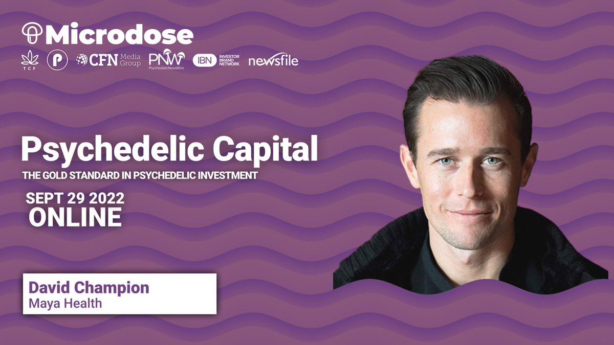 MicrodoseHQ's tweet photo. Engage with the CEO of Maya Health, David Champion at #PsyCap.
Join the #LIVE event right away ➡️ https://t.co/5EBmvBhpVc
#psychedelic #medicine #OnlineEvent @MayaHealth_ https://t.co/bctZVLrHRp