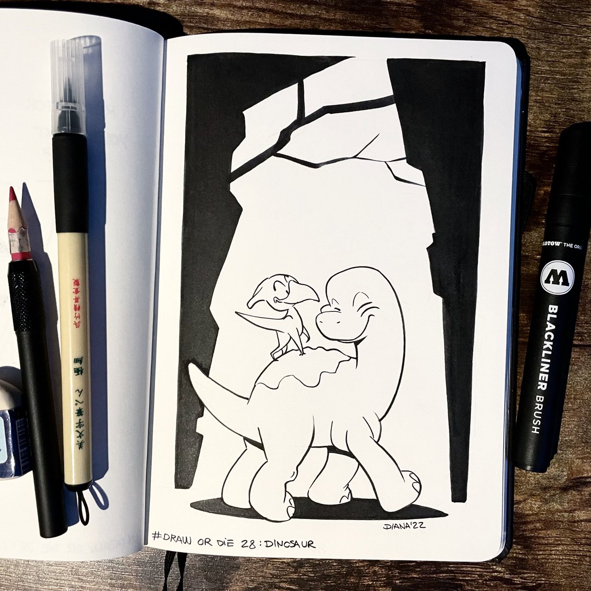 EgeaDiana's tweet photo. Draw or die 28: dinosaur 🦕 

I loved the movie “The land before time” when I was a child ❤️

#drawordie #dinosaur #thelandbeforetime #characterdesign #cartoon #kuretake #bimoji #molotow https://t.co/TYLJJd0KpN