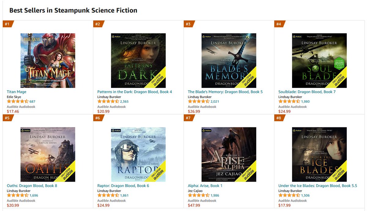 edieskyeauthor's tweet image. Y'ALL WE HIT #1 IN STEAMPUNK SCI-FI 😄😄😄 @GuardPublishing @dmayjrsounds @JLTrepanier 

amazon.com/Audible-Titan-…