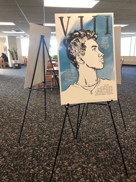 StKatesLibrary's tweet image. We have a new exhibit in the library! It features large-format panels from the graphic anthology, Our Stories Carried Us Here and has an interactive map where you can mark the places that are meaningful to you! Come check it out! library.stkate.edu/news/our-stori… #OneReadforRacialJustice