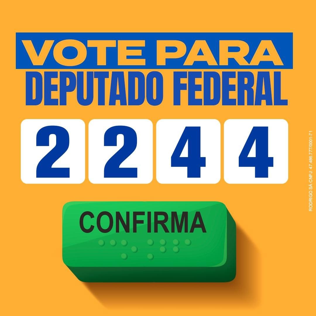 DelRodrigoSa's tweet photo. No dia 02 de outubro, vote com confiança: 2️⃣2️⃣4️⃣4️⃣ e confirme Rodrigo Sá para Deputado Federal! O trabalho não pode parar!

#RodrigoSá #DeputadoFederal #MotociclistaLegal #CNHnaEscola #CNHSocial #Inclusão #Amazonas #Transformação #Oportunidade #trabalho https://t.co/8VMNXqbLfP