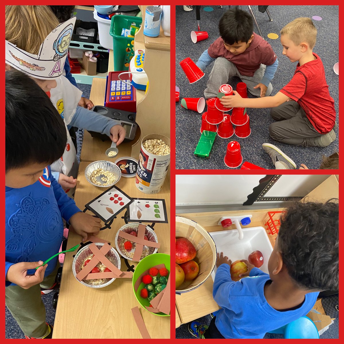 kellypolark's tweet photo. Using apples during dramatic play! 🍎🍎🍎#appleactivities #iteachk #bhwarriorpride https://t.co/uSiMlKCY76