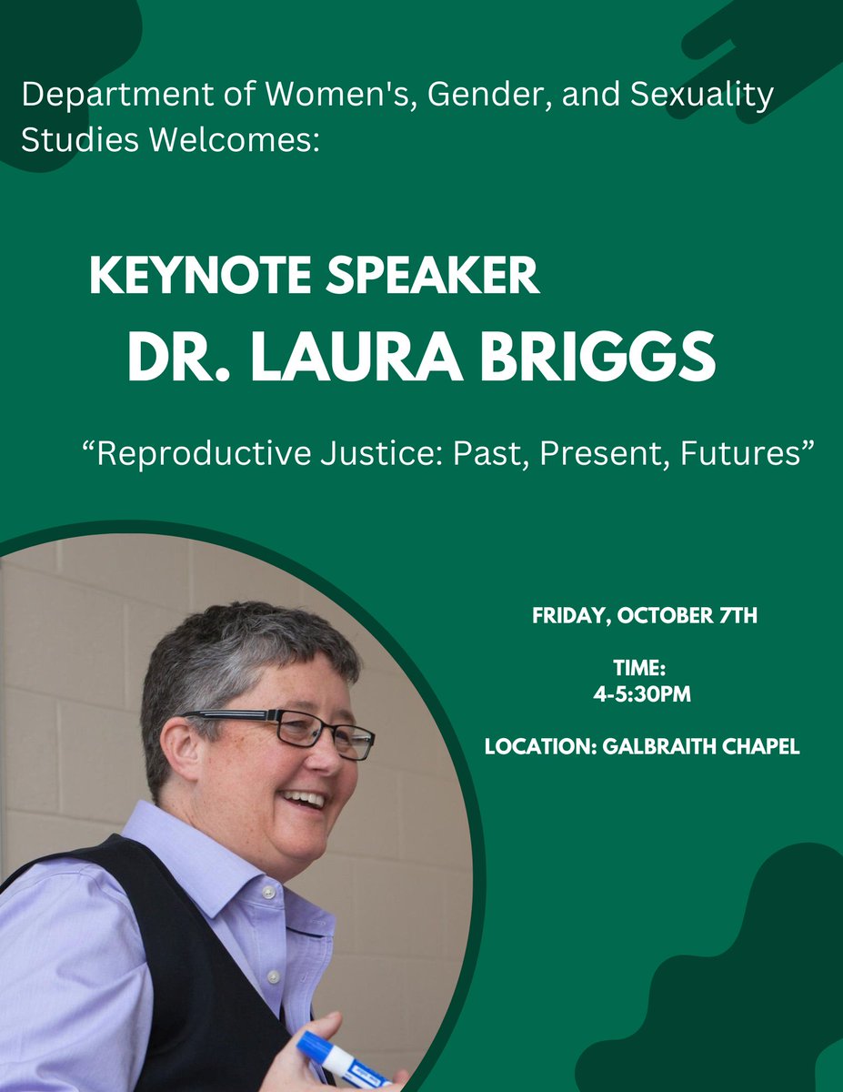 OUPols's tweet photo. Keynote address by Dr. Laura Briggs on "Reproductive Justice: Past, Present, Futures"

Friday 10/7 4:30 - 5 PM in Galbraith Chapel https://t.co/CSbxQExF2O