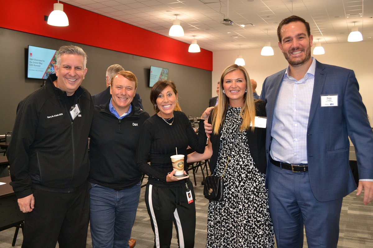 UnitedWayCapReg's tweet photo. 50+ prominent local business leaders joined us for our CEO Summit this morning @dandh in Harrisburg. Attendees had the opportunity to network and hear from Dan Schwab, co-president of D&amp;H. Thank you Dan and D&amp;H for hosting us! #liveunited #community #leadership https://t.co/vuomNZdhOS