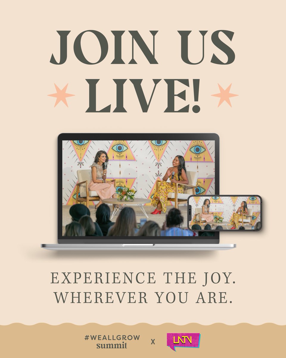 WeAllGrowLatina's tweet photo. Didn’t grab a ticket to this year’s #WeAllGrow Summit? Join us virtually tomorrow 9/30 and Saturday 10/1 to watch the Summit Main Stage sessions including the iconic Storytellers LIVE via LATV! 🎥 Visit https://t.co/4IPlrXICD8 to watch! #LATVNetwork #WeAllGrow https://t.co/OGDUJ61LQA