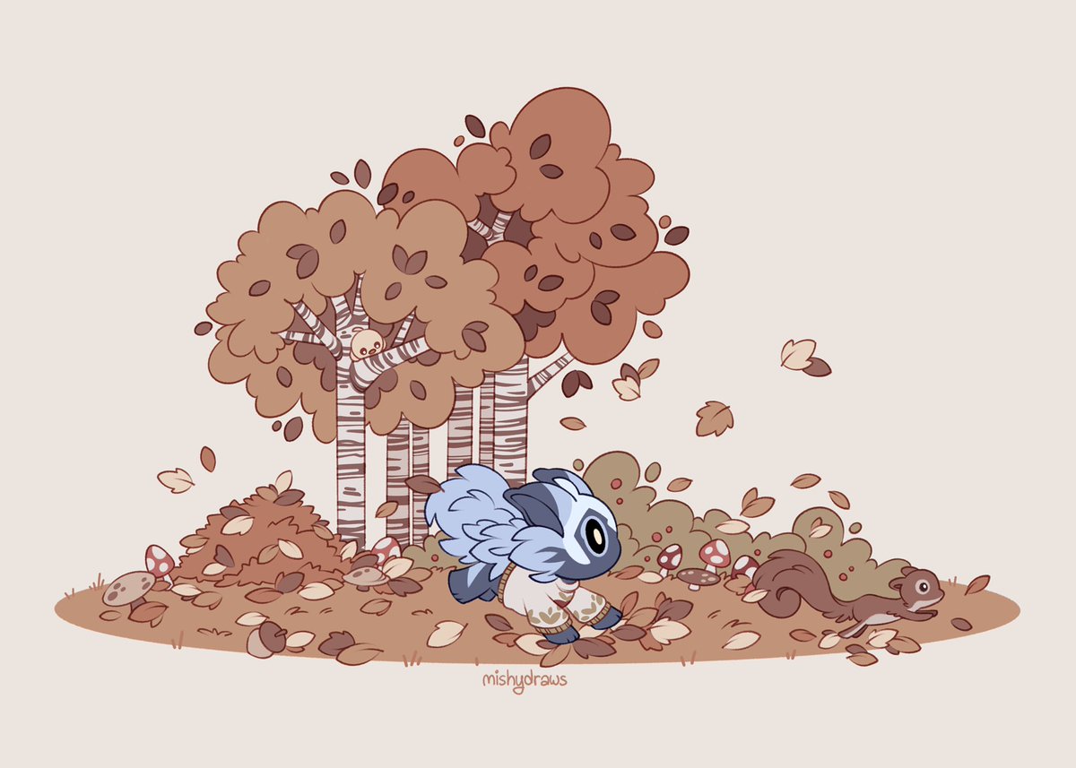 mishydraws's tweet photo. Kosmo’s autumn afternoon 🍂🐺🐿🐤🍂 https://t.co/KHRzBXPPMN