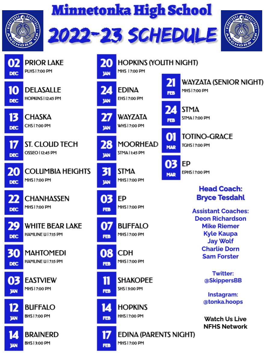 2022-2023 Schedule #AnchorsUp⚓️