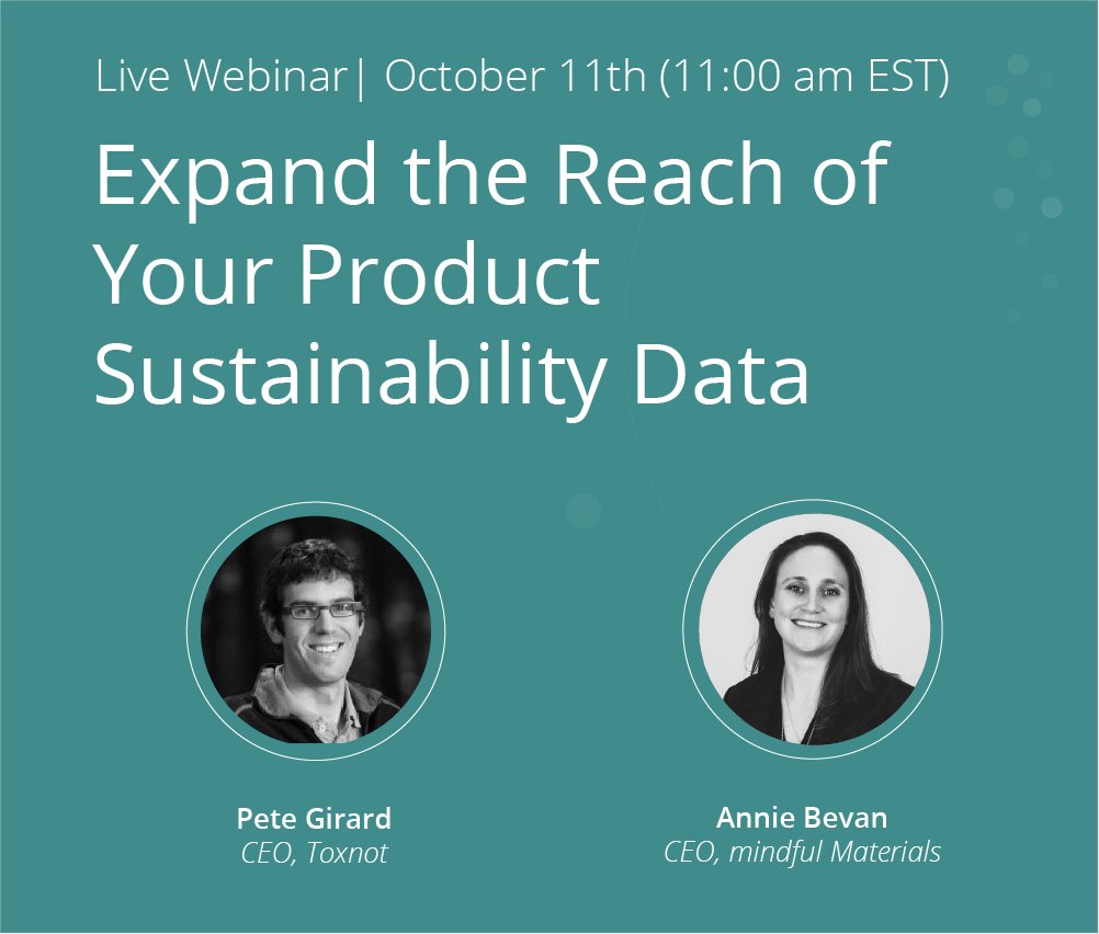 3E_Exchange's tweet photo. This October we welcome Annie Bevan (@mMCollaborative) on our next webinar of how to expand the reach of your #sustainabilitydata.

Learn how #Toxnot is connecting data directly to the mM portal via the new #CommonMaterialsFramework.

Save your spot now 👉 https://t.co/EOPIm1hsVJ https://t.co/1mKdzrS4WX
