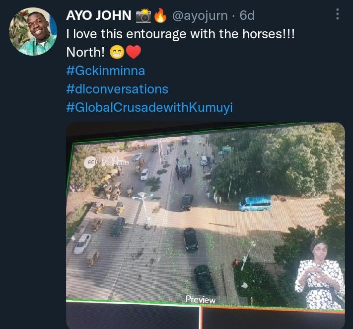 CeeZoe_'s tweet photo. Safe to say #GCKinMinna gave Baba a gift 🔥🔥
100k Twitter followers on the Last day of the crusade 💃💃💃 E choke 😜😜
#DLConversations we moveeee.. 200k in sight 🤩🤩
Baba's grand entries all through the crusade on Horses 😉
E plenty 💃💃 Minna, you do this one 👏 https://t.co/YtiyZV2ExT