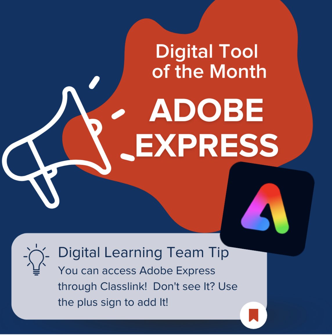 MISDDLTeam's tweet photo. #TechToolTuesday - Check out our Digital Tool of the Month! 📲@AdobeExpress has lesson resources and remixable templates? 💻 And it is available for students and teachers on @ClassLink in @mansfieldisd #MISDReady #MISDdigital https://t.co/Burzt4hx10