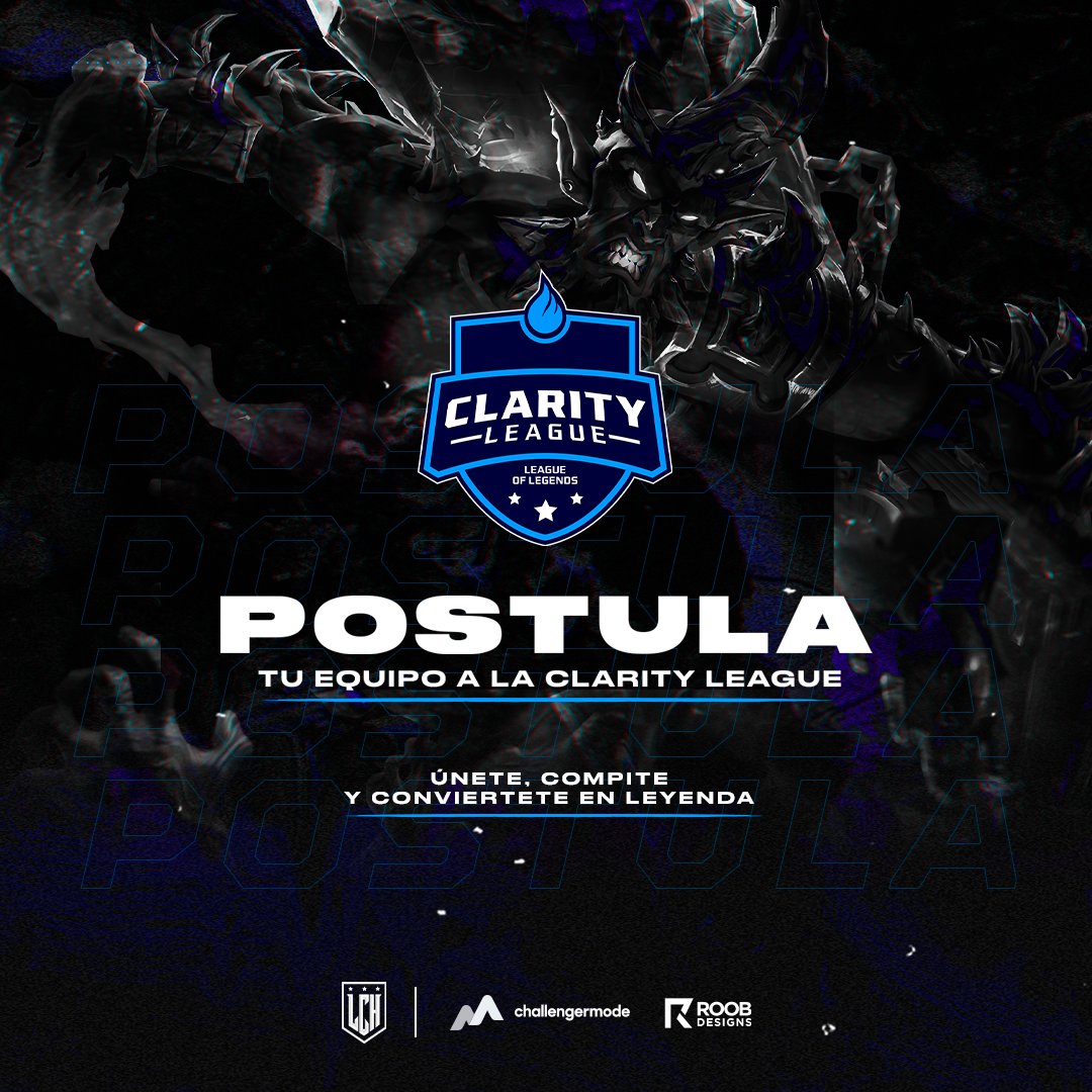 Ya les habíamos esperar mucho tiempo por nuestro regreso! Hemos regresado fuertes y más grandes con una nueva edición de #ClarityLeague 🏆🔥

👇Postula tu equipo y forjen su leyenda junto a nosotros! 👇
challengermode.com/s/LatamChamp/t…