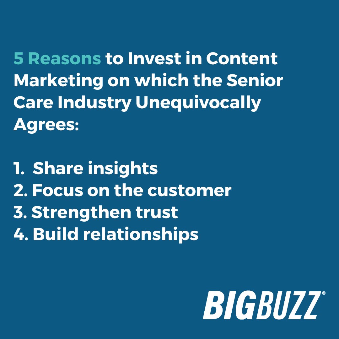 If you don't prioritize content marketing, you may leave your competitors at an advantage. To learn more, download our latest free eBook: bit.ly/3M6Dl1T

#seniorlivingmarketing #seniorlivingbranding #contentmarketing