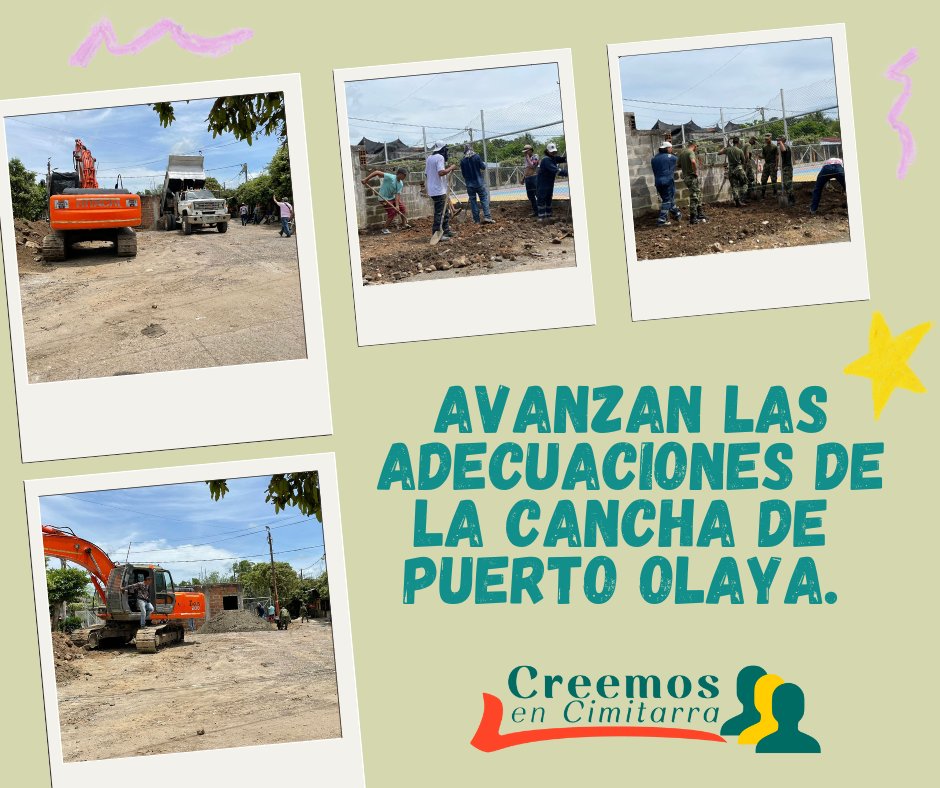 Orgullosos del trabajo en equipo. Poco a poco se cumple el sueño de tener un espacio deportivo digno para la comunidad de #PuertoOlaya Felicitamos a su líder el concejal Camilo Camacho por este importante proyecto.