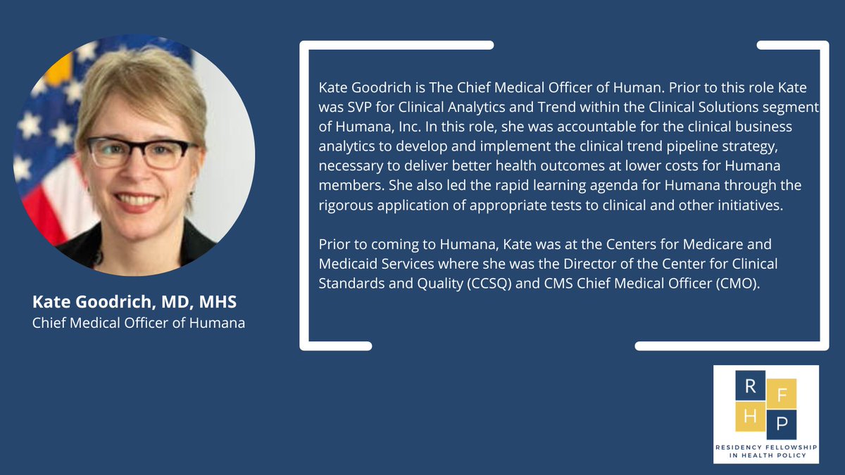 RFHP_GW's tweet photo. Presented "Healthcare Quality," Kate Goodrich is the Chief Medical Officer of Humana. #RFHP2022
https://t.co/0BVn4LdrUN https://t.co/fk9O3BPUNx