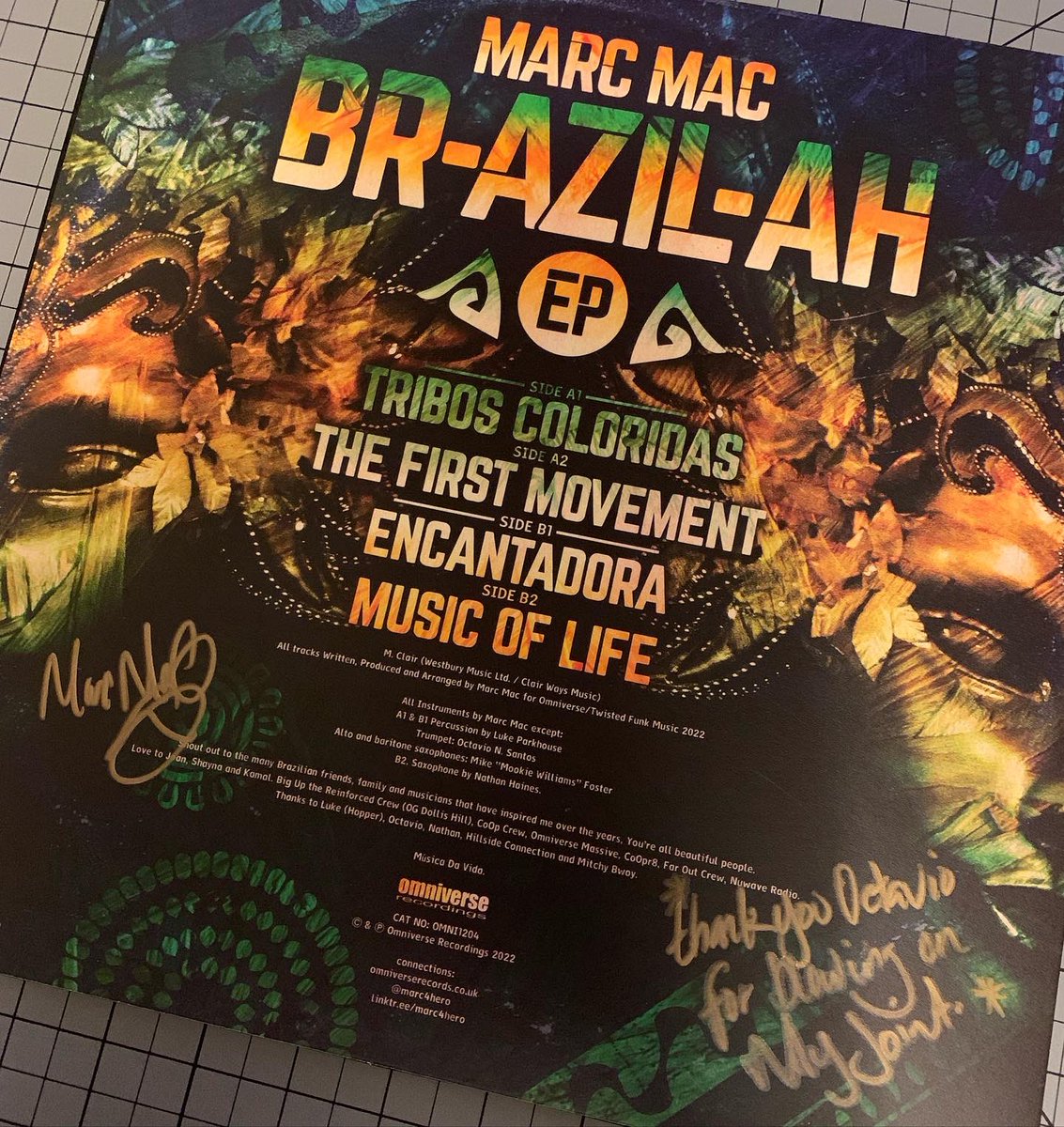 Copies of the sold out, limited to 500 “BR-AZIL-AH” EP landed in my hands! Thank you to the legendary @marc4hero for having me play on “Encantadora”. 🎺🙏